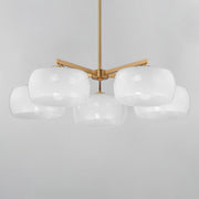 Maxim 26145WTNAB Glazed 5 Light Chandelier | White/Natural Aged Brass