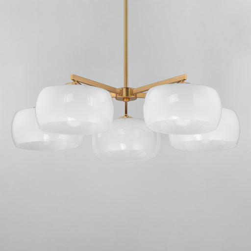 Maxim 26145WTNAB Glazed 5 Light Chandelier | White/Natural Aged Brass