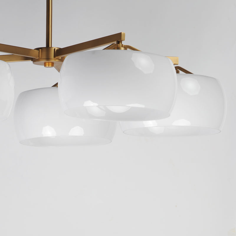 Maxim 26145WTNAB Glazed 5 Light Chandelier | White/Natural Aged Brass