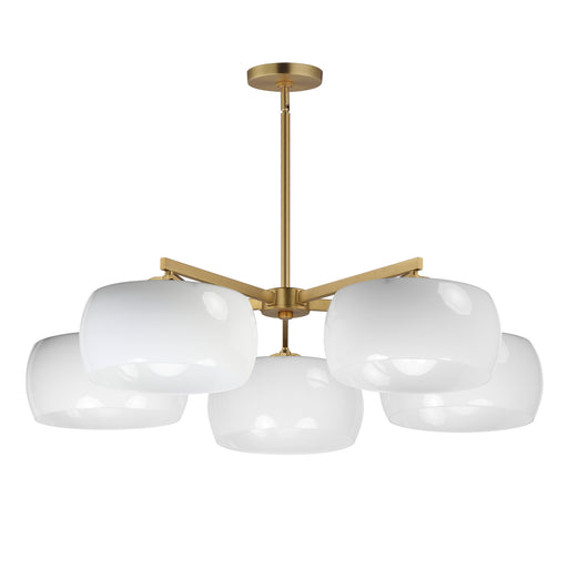 Maxim 26145WTNAB Glazed 5 Light Chandelier | White/Natural Aged Brass