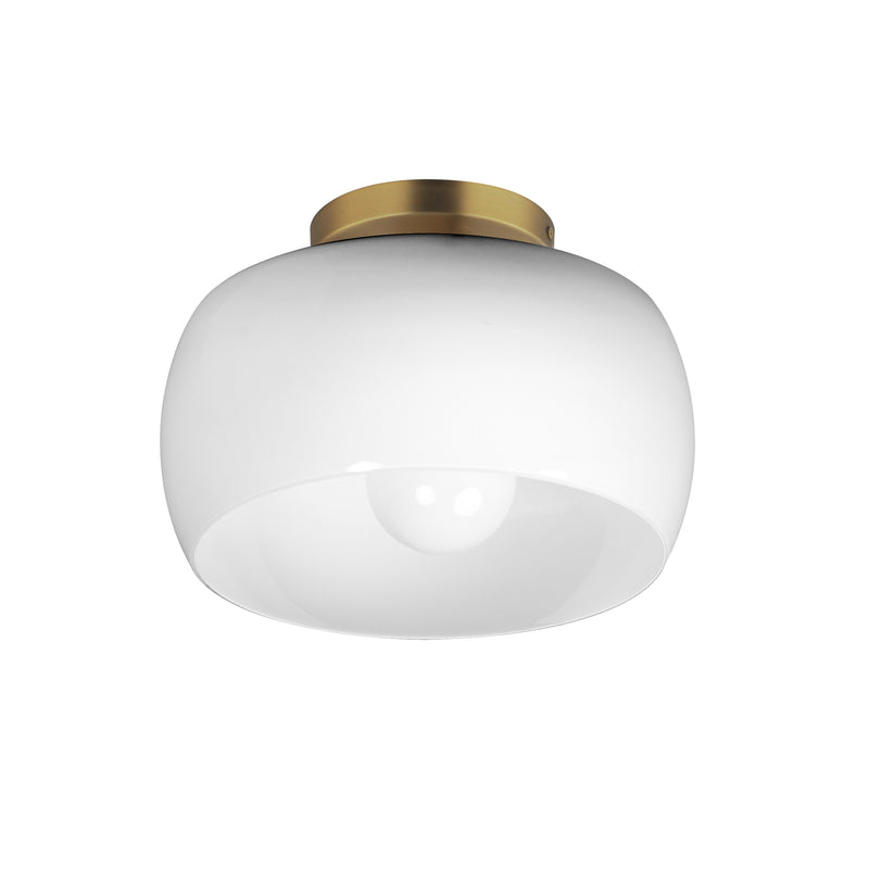 Maxim 26149WTNAB Glazed Flush Mount | White/Natural Aged Brass