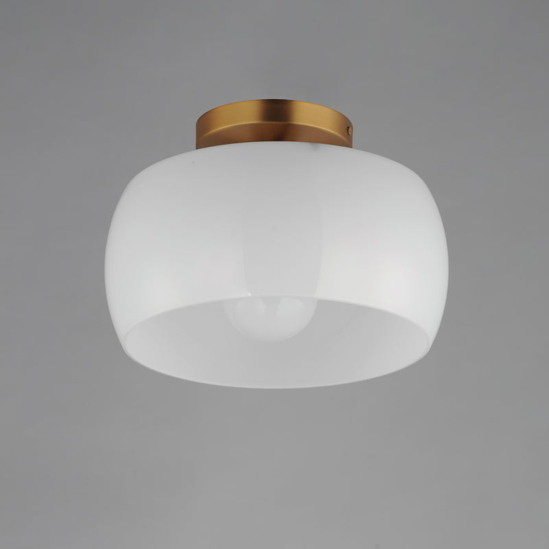 Maxim 26149WTNAB Glazed Flush Mount | White/Natural Aged Brass