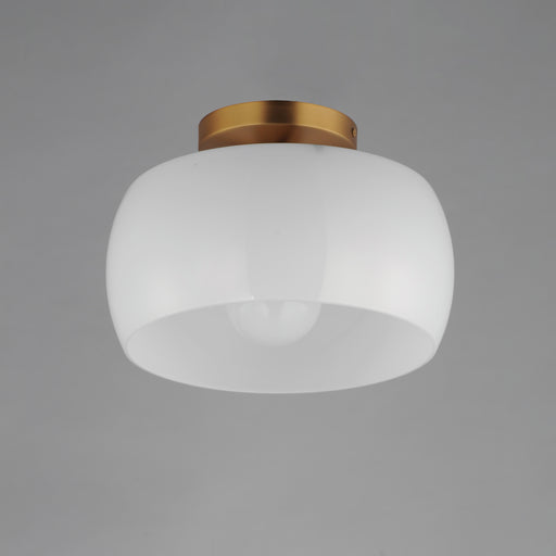 Maxim 26149WTNAB Glazed Flush Mount | White/Natural Aged Brass