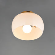 Maxim 26149WTNAB Glazed Flush Mount | White/Natural Aged Brass