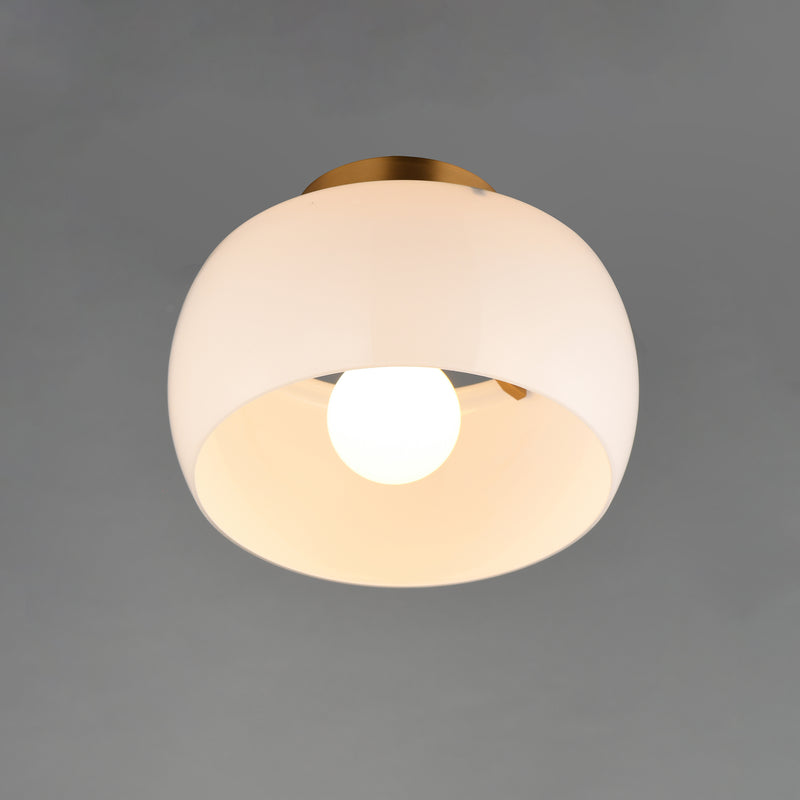 Maxim 26149WTNAB Glazed Flush Mount | White/Natural Aged Brass