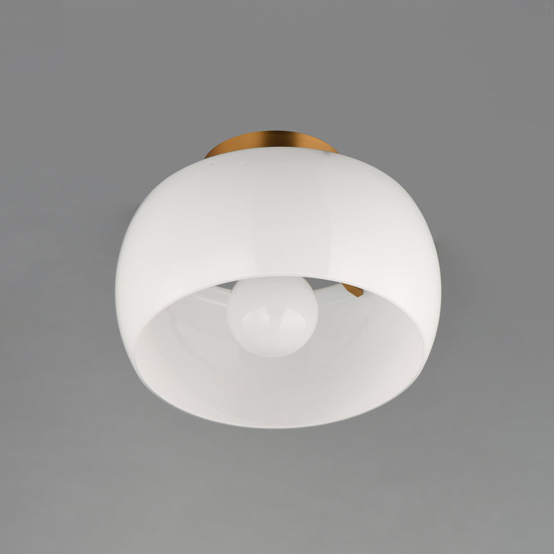 Maxim 26149WTNAB Glazed Flush Mount | White/Natural Aged Brass