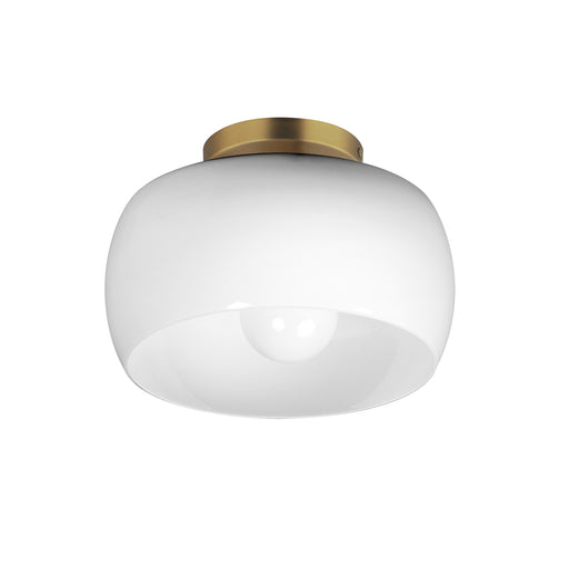 Maxim 26149WTNAB Glazed Flush Mount | White/Natural Aged Brass