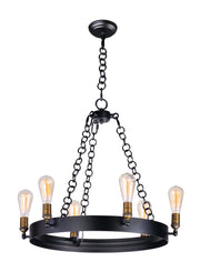 Maxim 26273BKNAB Noble 6 Light Chandelier | Black / Natural Aged Brass