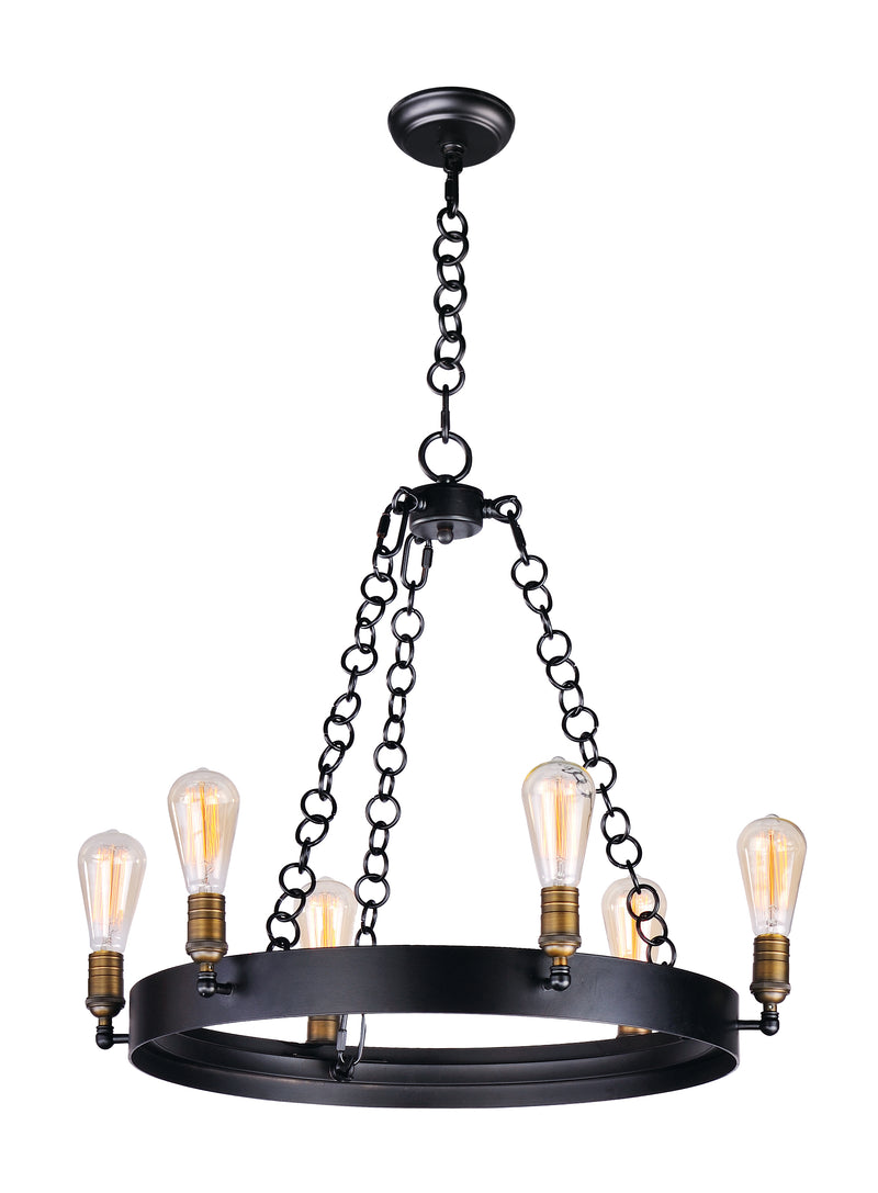 Maxim 26273BKNAB Noble 6 Light Chandelier | Black / Natural Aged Brass