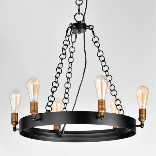 Maxim 26273BKNAB Noble 6 Light Chandelier | Black / Natural Aged Brass