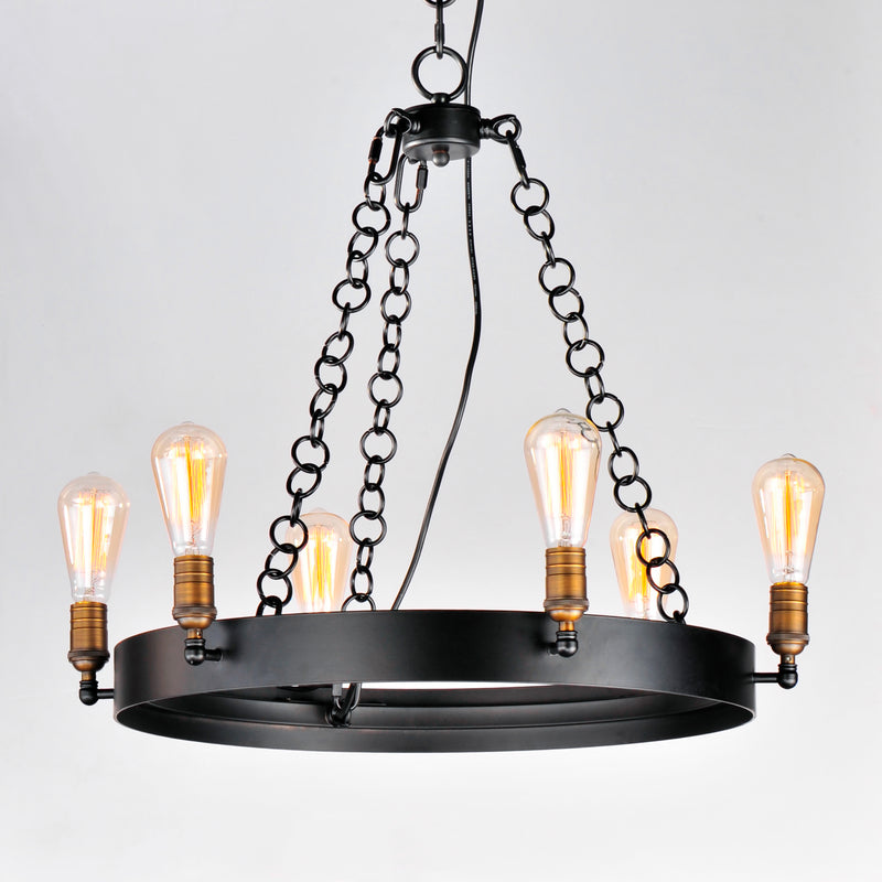 Maxim 26273BKNAB Noble 6 Light Chandelier | Black / Natural Aged Brass