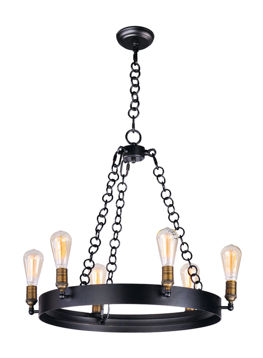 Maxim 26273BKNAB Noble 6 Light Chandelier | Black / Natural Aged Brass