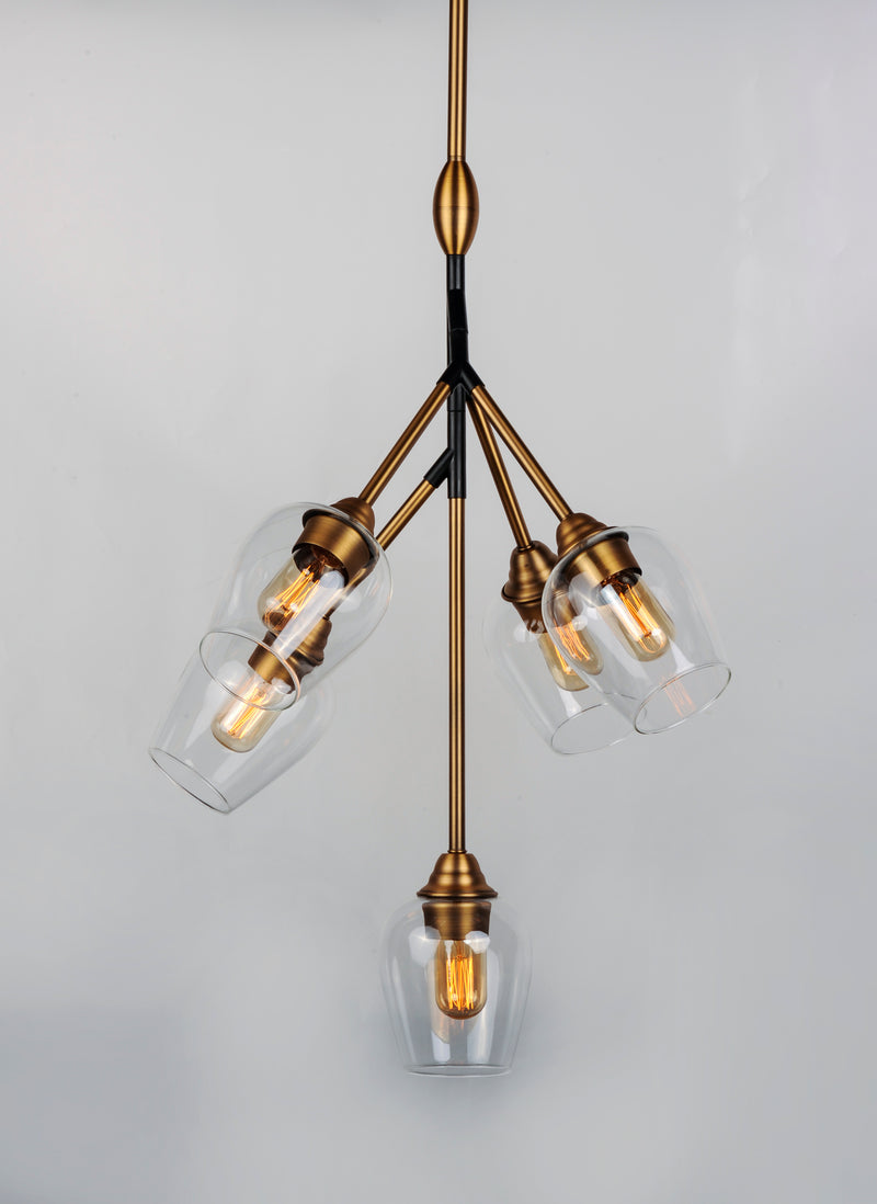 Maxim 26343CLABBK Savvy 5 Light Pendant | Antique Brass / Black
