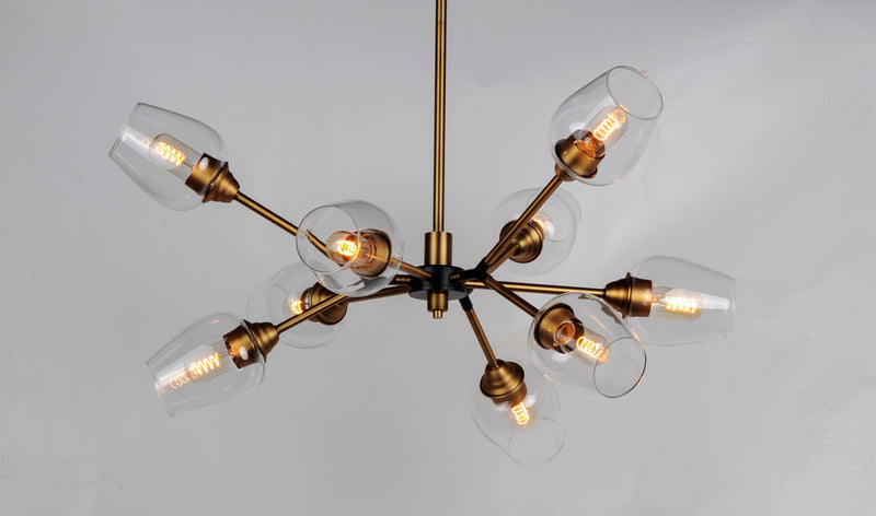 Maxim 26345CLABBK Savvy 9 Light Chandelier | Antique Brass / Black