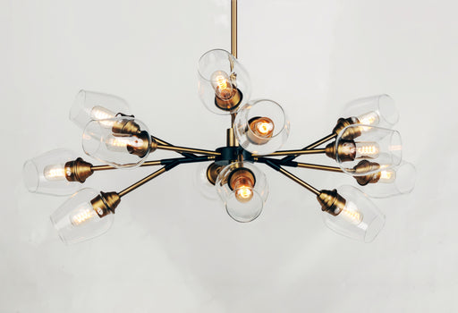 Maxim 26347CLABBK Savvy 12 Light Chandelier | Antique Brass / Black