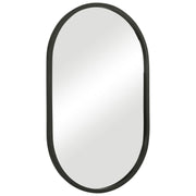 Orelis Matte Black Mirror | Modern Oval Engineered Polymer Frame Bathroom Vanity Mirror Mounted Vertical or Horizontal (20 in. W x 32 in. H x 1 in. D)