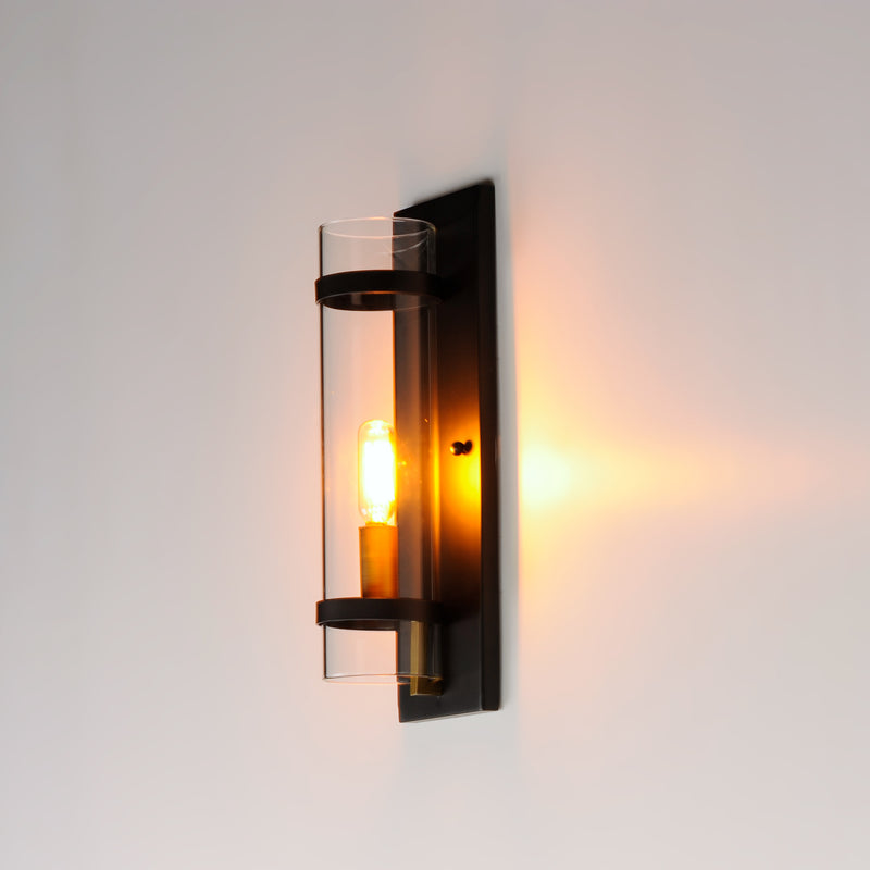 Maxim 2640BKAB Capitol 1 Light Wall Sconce | Black / Antique Brass