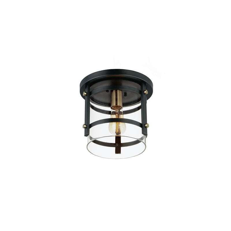 Maxim 2641BKAB Capitol 1 Light Flush Mount | Black / Antique Brass