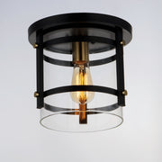 Maxim 2641BKAB Capitol 1 Light Flush Mount | Black / Antique Brass