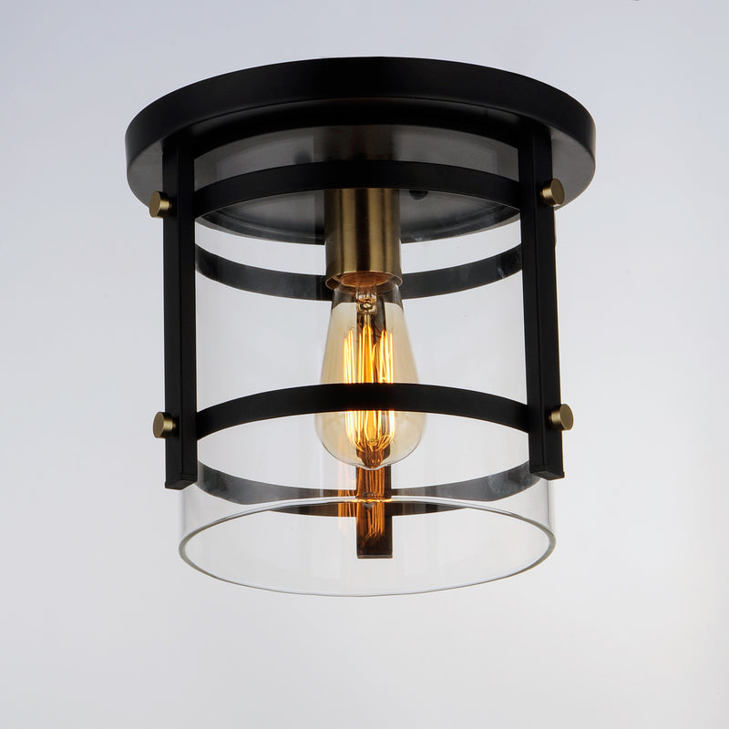 Maxim 2641BKAB Capitol 1 Light Flush Mount | Black / Antique Brass