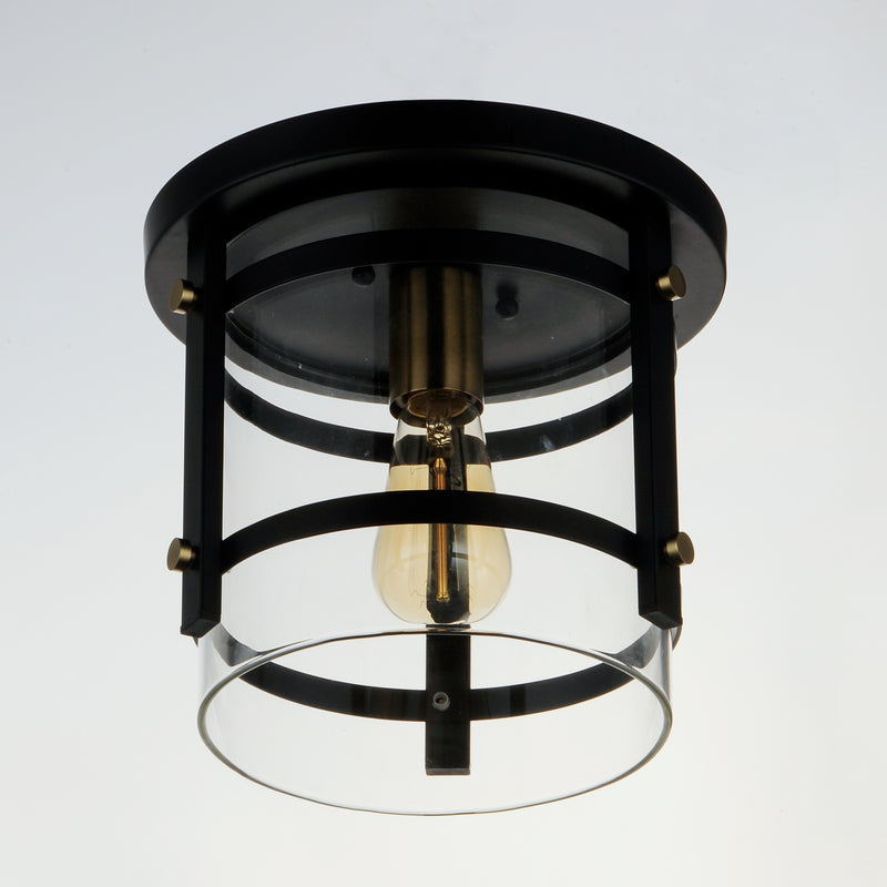 Maxim 2641BKAB Capitol 1 Light Flush Mount | Black / Antique Brass