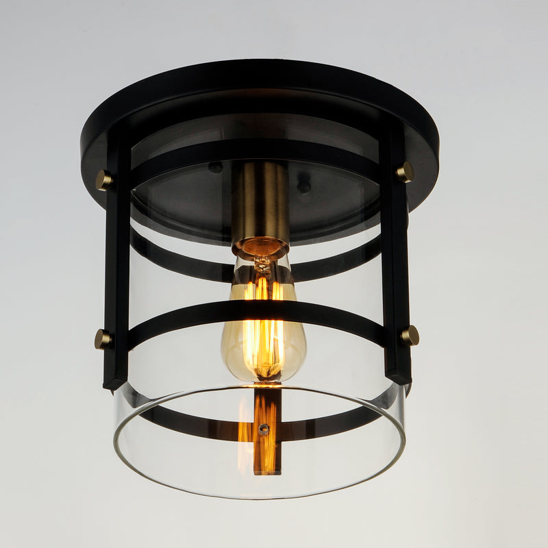 Maxim 2641BKAB Capitol 1 Light Flush Mount | Black / Antique Brass
