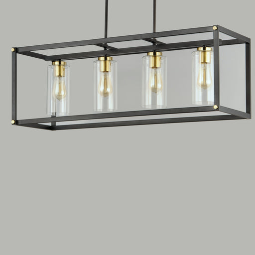 Maxim 2644BKAB Capitol 4 Light Linear Pendant | Black / Antique Brass