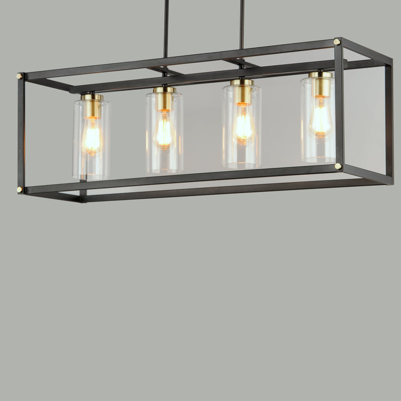Maxim 2644BKAB Capitol 4 Light Linear Pendant | Black / Antique Brass