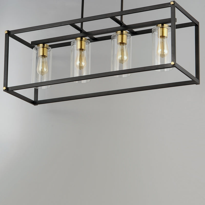 Maxim 2644BKAB Capitol 4 Light Linear Pendant | Black / Antique Brass