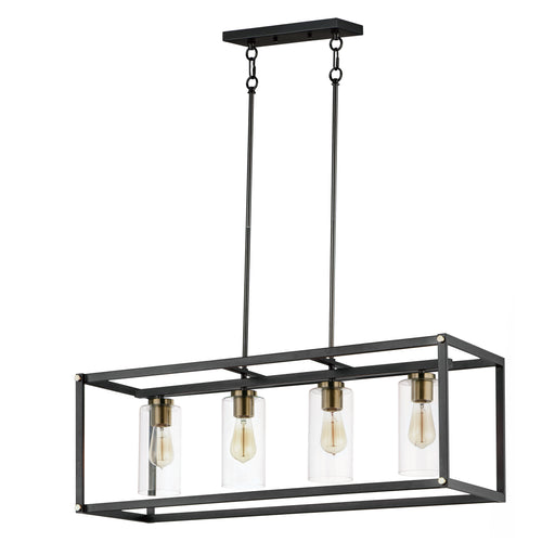 Maxim 2644BKAB Capitol 4 Light Linear Pendant | Black / Antique Brass