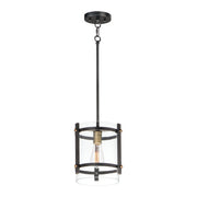 Maxim 2649BKAB Capitol 1 Light Pendant | Black / Antique Brass