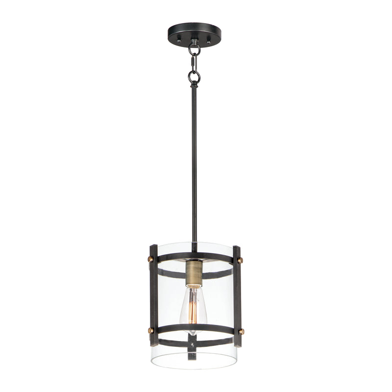Maxim 2649BKAB Capitol 1 Light Pendant | Black / Antique Brass