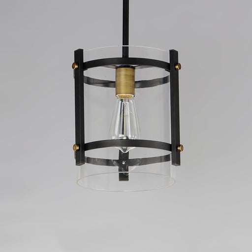 Maxim 2649BKAB Capitol 1 Light Pendant | Black / Antique Brass