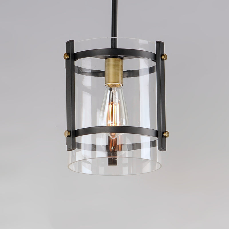 Maxim 2649BKAB Capitol 1 Light Pendant | Black / Antique Brass