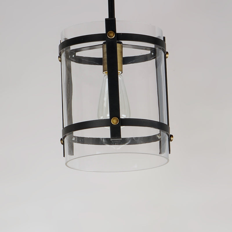 Maxim 2649BKAB Capitol 1 Light Pendant | Black / Antique Brass