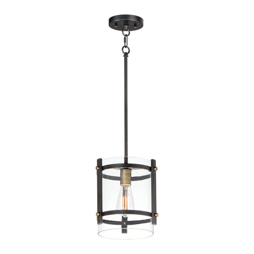 Maxim 2649BKAB Capitol 1 Light Pendant | Black / Antique Brass