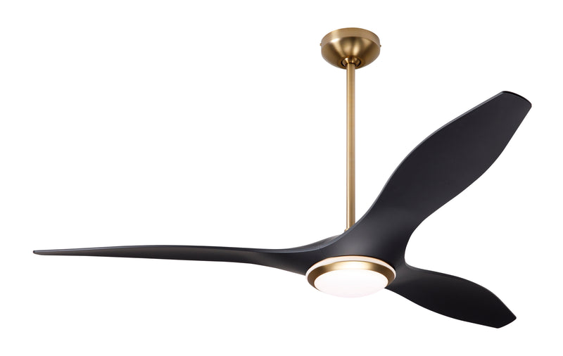 Modern Fan Company IC/Brisa DC LED 56" Satin Brass Ceiling Fan with Matte Black Blades and Remote Control