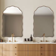 Vezzy Antique Bronze with Gold Highlights Mirror | Modern Arch Engineered Wood Frame Bathroom Vanity Mirror (24 in. W x 36 in. H x 1 in. D)