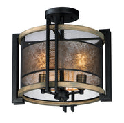 Maxim 27560BKBWAB Boundry 3 Light Flush Mount | Black / Barn Wood / Antique Brass