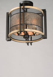 Maxim 27560BKBWAB Boundry 3 Light Flush Mount | Black / Barn Wood / Antique Brass