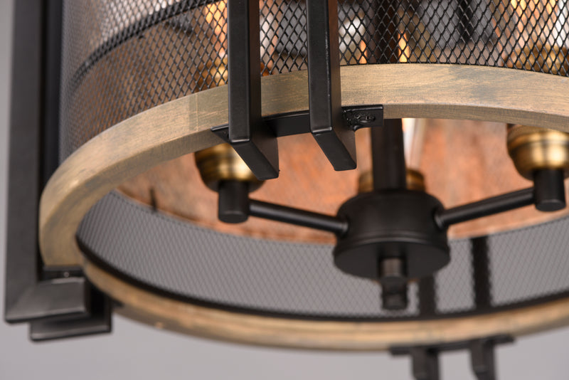 Maxim 27560BKBWAB Boundry 3 Light Flush Mount | Black / Barn Wood / Antique Brass