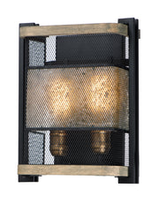 Maxim 27562BKBWAB Boundry 2 Light Wall Sconce | Black / Barn Wood / Antique Brass