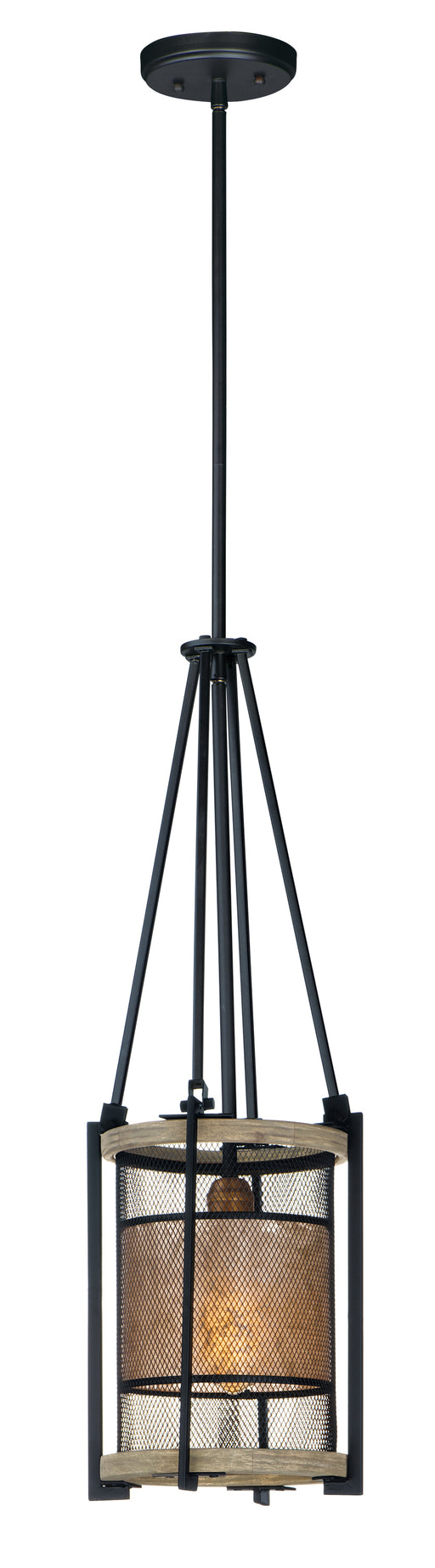 Maxim 27563BKBWAB Boundry 1 Light Pendant | Black / Barn Wood / Antique Brass