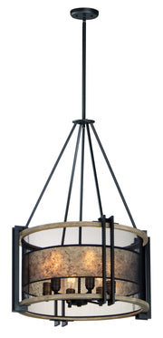 Maxim 27565BKBWAB Boundry 6 Light Chandelier | Black / Barn Wood / Antique Brass