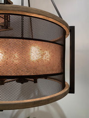 Maxim 27565BKBWAB Boundry 6 Light Chandelier | Black / Barn Wood / Antique Brass