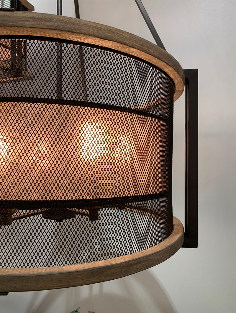 Maxim 27565BKBWAB Boundry 6 Light Chandelier | Black / Barn Wood / Antique Brass