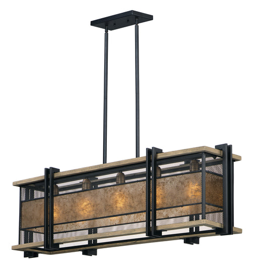 Maxim 27567BKBWAB Boundry 5 Light Linear Pendant | Black / Barn Wood / Antique Brass
