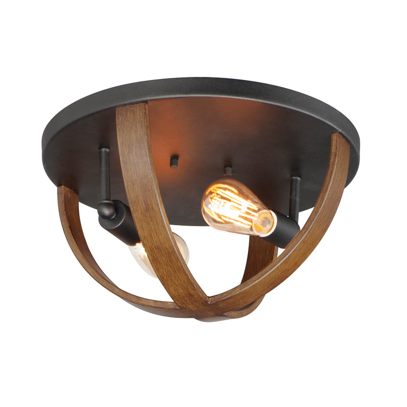 Maxim 27570APBK Compass 2 Light Flush Mount | Antique Pecan / Black