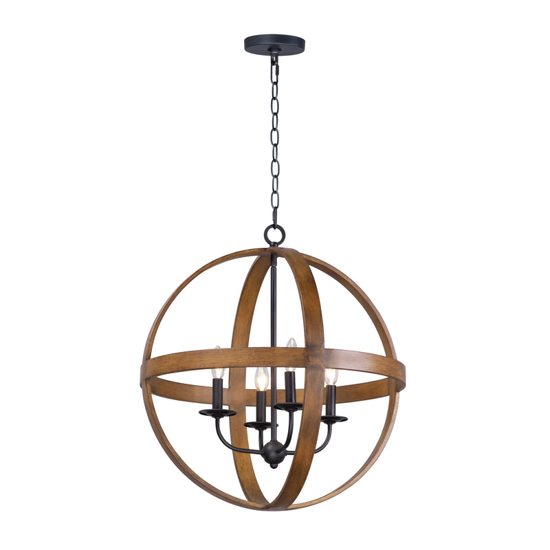 Maxim 27574APBK Compass 4 Light Pendant | Antique Pecan / Black