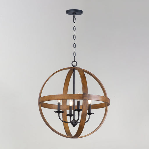 Maxim 27574APBK Compass 4 Light Pendant | Antique Pecan / Black